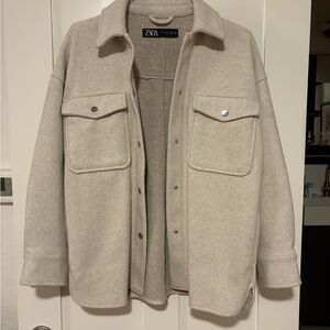 Zara Women’s Cream/White Shirt Jacket